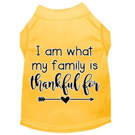 Mirage Pet Products I Am What My Family is Thankful for Screen Print Dog Shirt Yellow Med