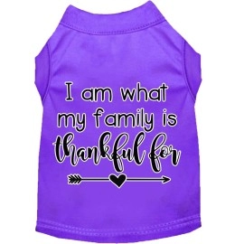 Mirage Pet Products I Am What My Family is Thankful for Screen Print Dog Shirt Purple Med