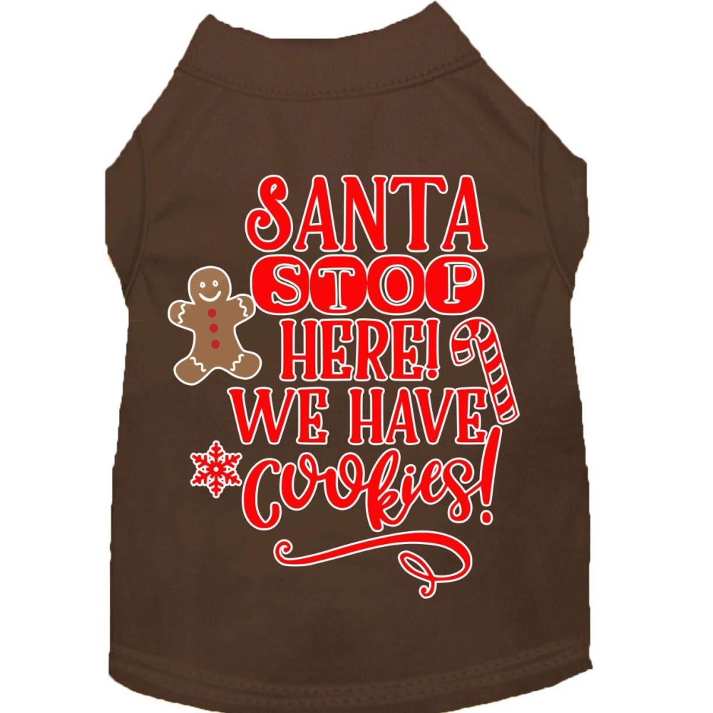 Mirage Pet Products Santa We Have cookies Screen Print Dog Shirt Brown XXL