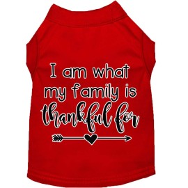 Mirage Pet Products I Am What My Family is Thankful for Screen Print Dog Shirt Red XXL