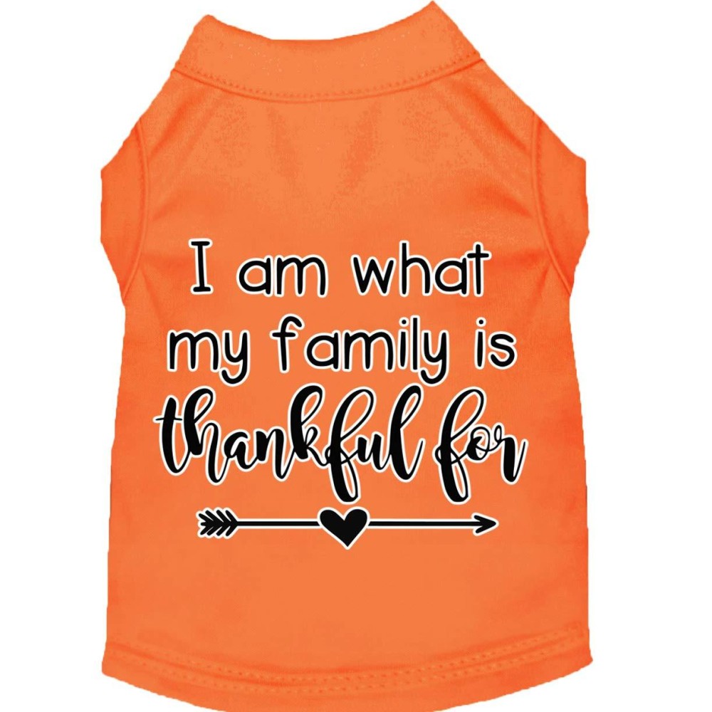 Mirage Pet Products I Am What My Family is Thankful for Screen Print Dog Shirt Orange Sm