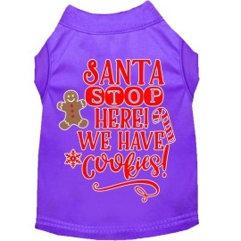 Mirage Pet Products Santa We Have cookies Screen Print Dog Shirt Purple XL