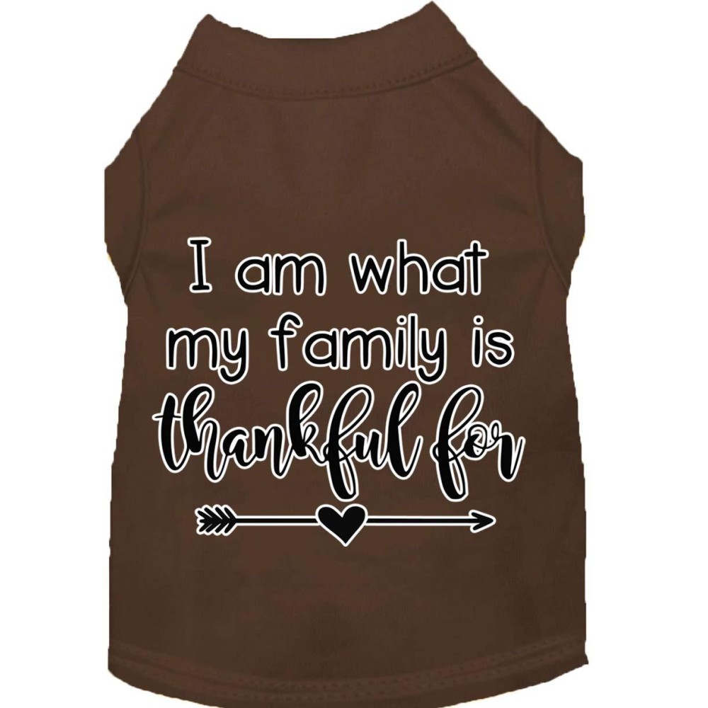 Mirage Pet Products I Am What My Family is Thankful for Screen Print Dog Shirt Brown XL