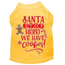 Mirage Pet Products Santa We Have cookies Screen Print Dog Shirt Yellow Med