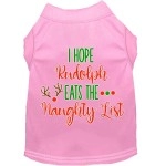 Mirage Pet Products Hope Rudolph Eats Naughty List Screen Print Dog Shirt Light Pink XXXL