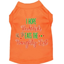 Mirage Pet Products Hope Rudolph Eats Naughty List Screen Print Dog Shirt Orange Med