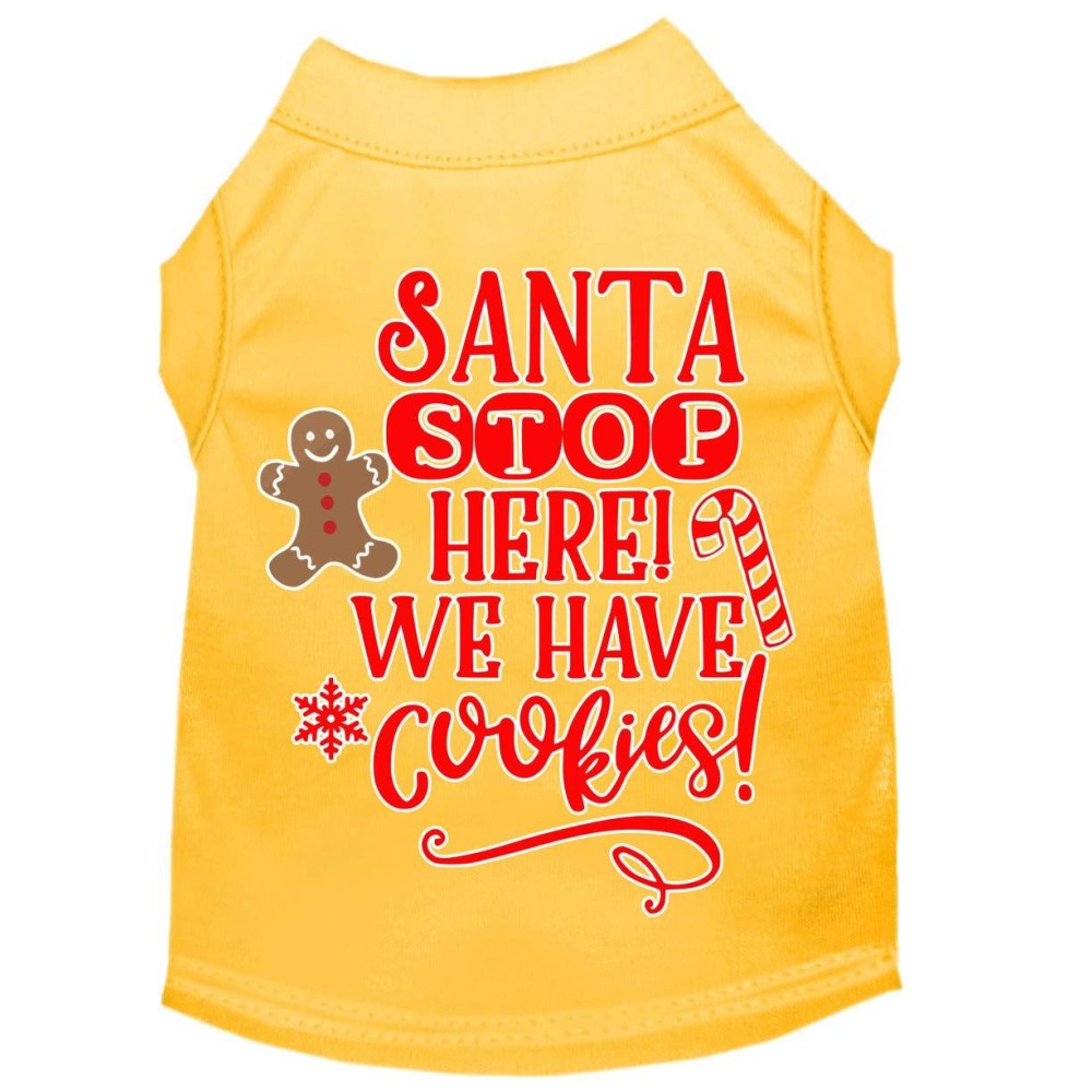 Mirage Pet Products Santa We Have cookies Screen Print Dog Shirt Yellow XL