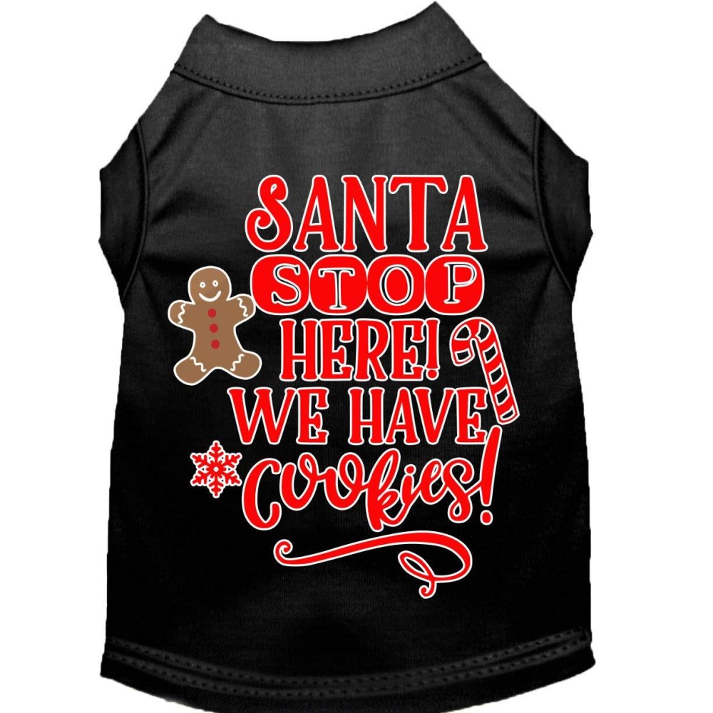 Mirage Pet Products Santa We Have cookies Screen Print Dog Shirt Black Med