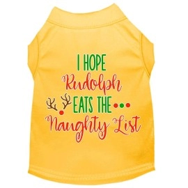 Mirage Pet Products Hope Rudolph Eats Naughty List Screen Print Dog Shirt Yellow Sm