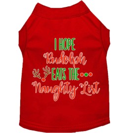 Mirage Pet Products Hope Rudolph Eats Naughty List Screen Print Dog Shirt Red Sm