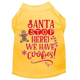 Mirage Pet Products Santa We Have cookies Screen Print Dog Shirt Yellow Sm