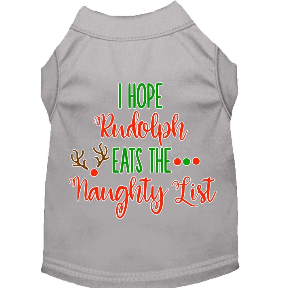 Mirage Pet Products Hope Rudolph Eats Naughty List Screen Print Dog Shirt grey Med