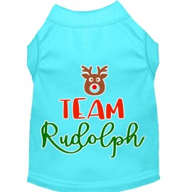 Mirage Pet Products Team Rudolph Screen Print Dog Shirt Aqua Med