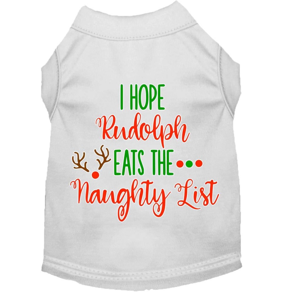 Mirage Pet Products Hope Rudolph Eats Naughty List Screen Print Dog Shirt White XXL