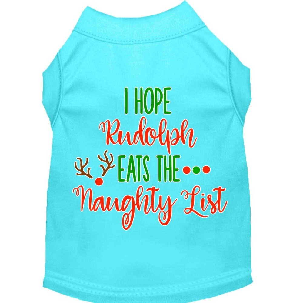 Mirage Pet Products Hope Rudolph Eats Naughty List Screen Print Dog Shirt Aqua XXXL