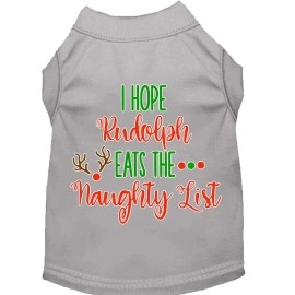 Mirage Pet Products Hope Rudolph Eats Naughty List Screen Print Dog Shirt grey XL