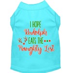 Mirage Pet Products Hope Rudolph Eats Naughty List Screen Print Dog Shirt Aqua Sm