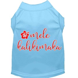 Mirage Pet Products Mele Kalikimaka Screen Print Dog Shirt Baby Blue