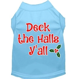 Mirage Pet Products Deck The Halls Yall Screen Print Dog Shirt Baby Blue XS