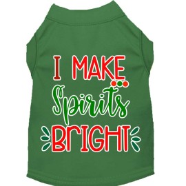 Mirage Pet Products I Make Spirits Bright Screen Print Dog Shirt green Med