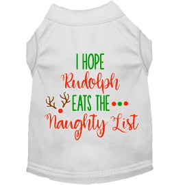 Mirage Pet Products Hope Rudolph Eats Naughty List Screen Print Dog Shirt White XS