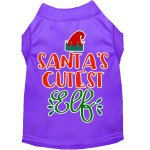 Mirage Pet Products Santas cutest Elf Screen Print Dog Shirt Purple Sm