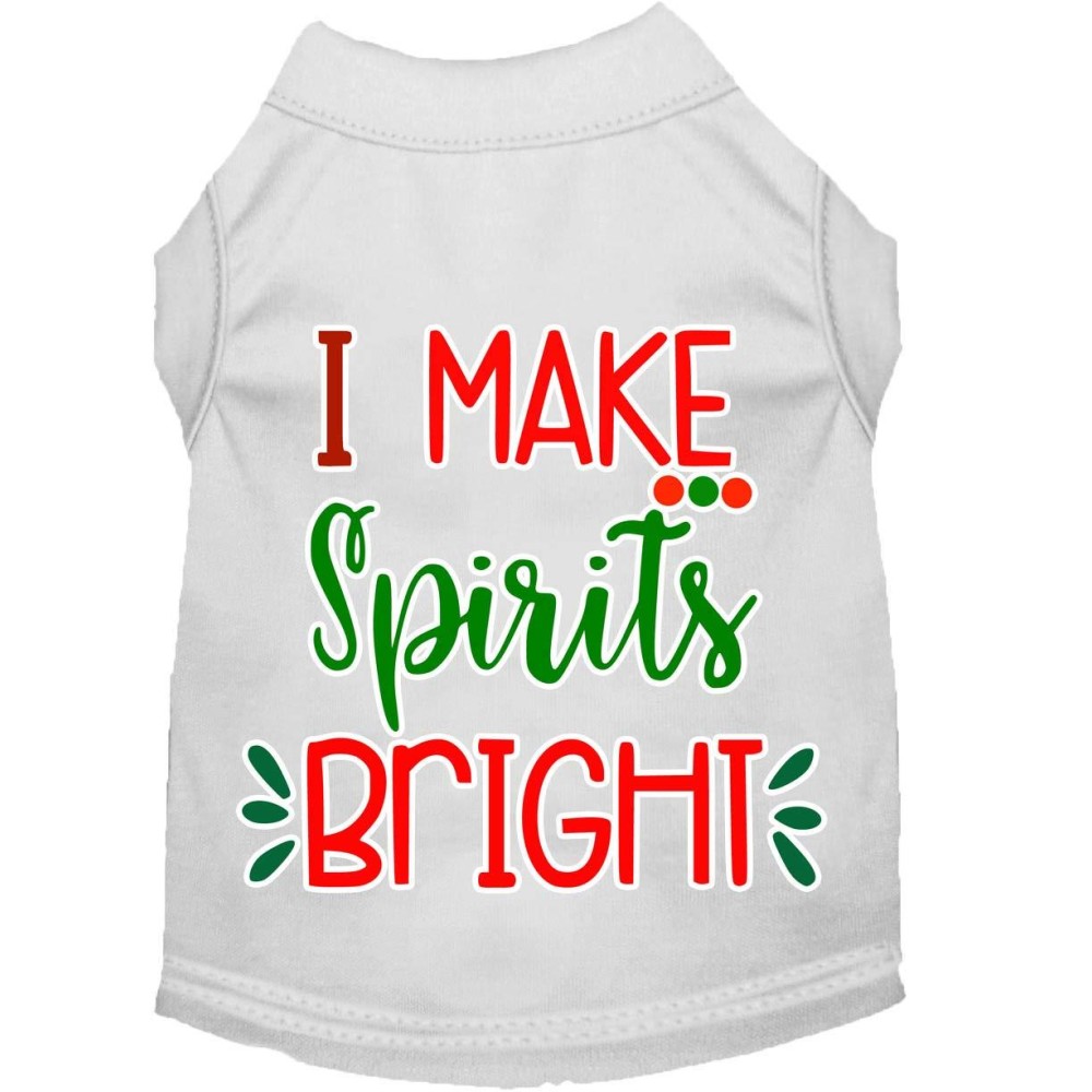 Mirage Pet Products I Make Spirits Bright Screen Print Dog Shirt White Sm