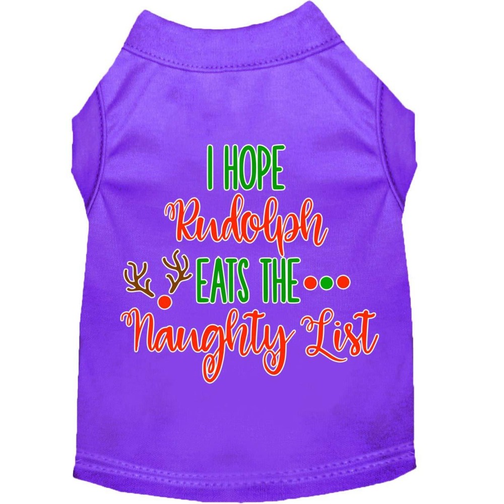 Mirage Pet Products Hope Rudolph Eats Naughty List Screen Print Dog Shirt Purple XXXL