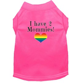 Mirage Pet Products I Have 2 Mommies Screen Print Dog Shirt Bright Pink Med