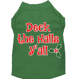 Mirage Pet Products Deck The Halls Yall Screen Print Dog Shirt green XXL