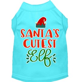 Mirage Pet Products Santas cutest Elf Screen Print Dog Shirt Aqua XXXL