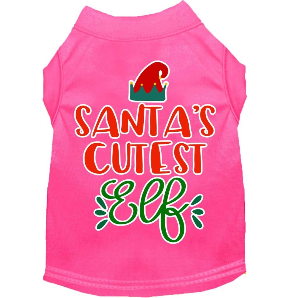 Mirage Pet Products Santas cutest Elf Screen Print Dog Shirt Bright Pink