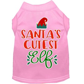 Mirage Pet Products Santas cutest Elf Screen Print Dog Shirt Light Pink XS