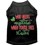 Mirage Pet Products Who Needs Mistletoe Screen Print Dog Shirt Black