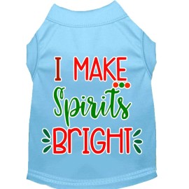 Mirage Pet Products I Make Spirits Bright Screen Print Dog Shirt Baby Blue Med