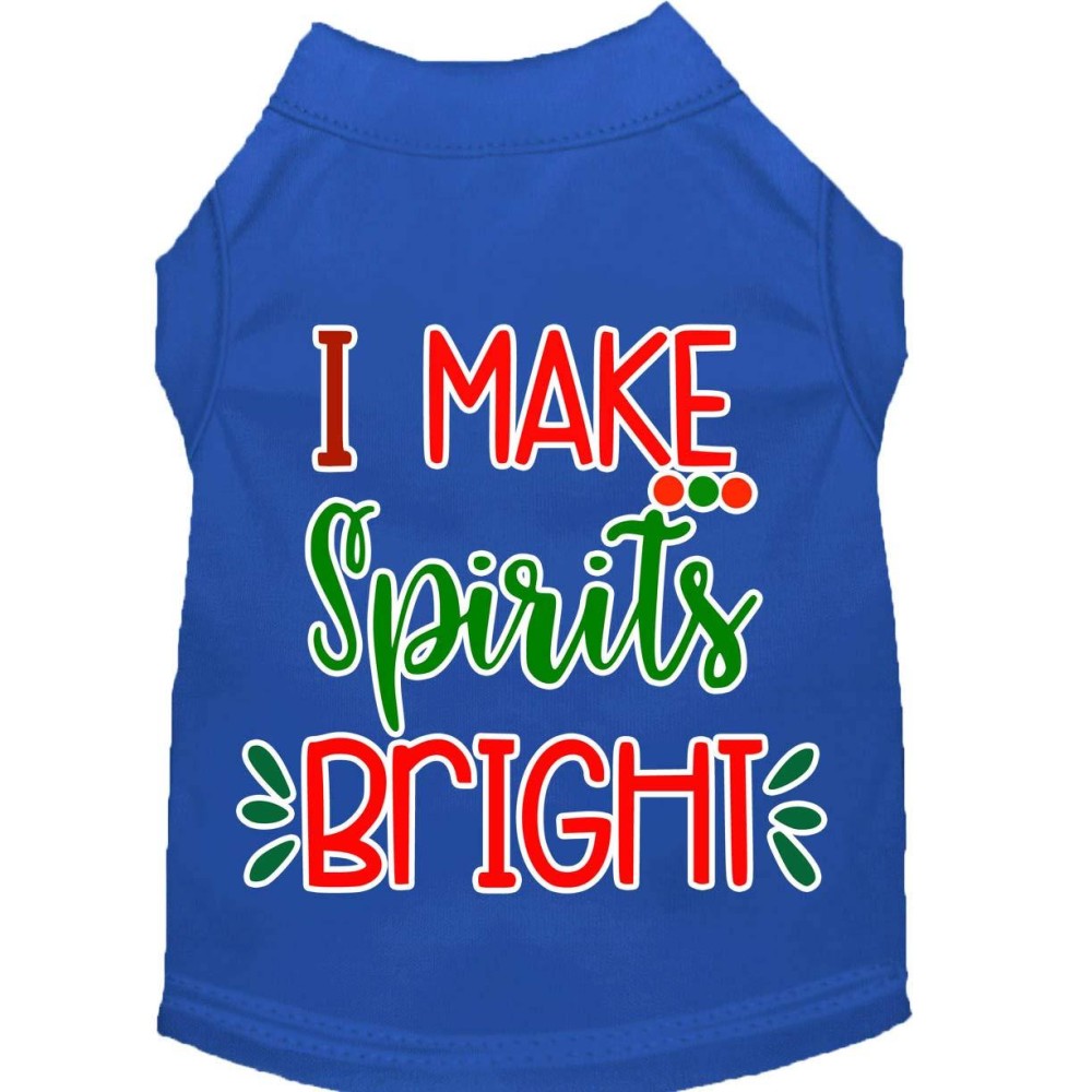 Mirage Pet Products I Make Spirits Bright Screen Print Dog Shirt Blue XXXL