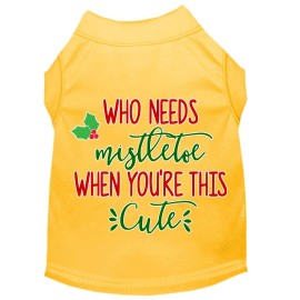 Mirage Pet Products Who Needs Mistletoe Screen Print Dog Shirt Yellow XXXL