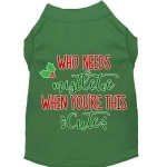 Mirage Pet Products Who Needs Mistletoe Screen Print Dog Shirt green