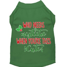 Mirage Pet Products Who Needs Mistletoe Screen Print Dog Shirt green