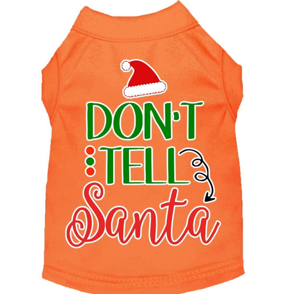 Mirage Pet Products Dont Tell Santa Screen Print Dog Shirt Orange XS