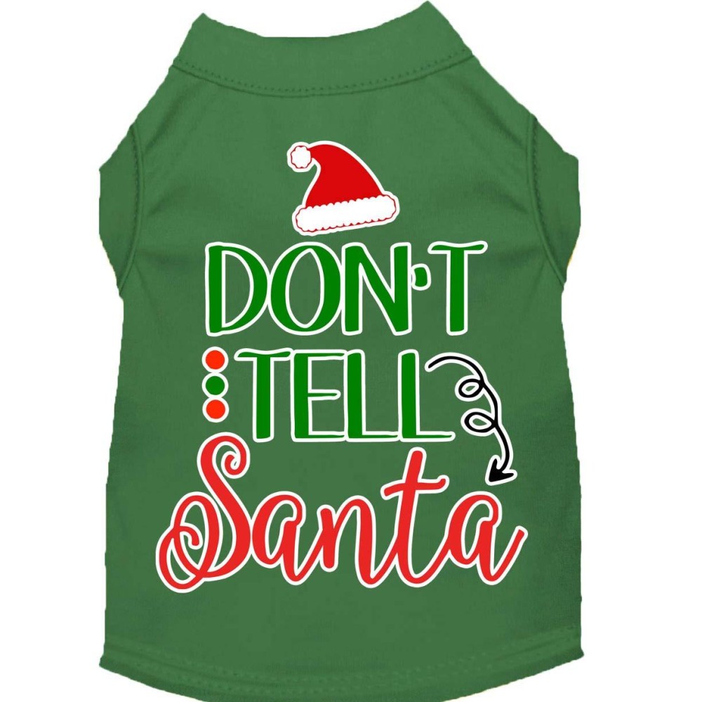 Mirage Pet Products Dont Tell Santa Screen Print Dog Shirt green Med