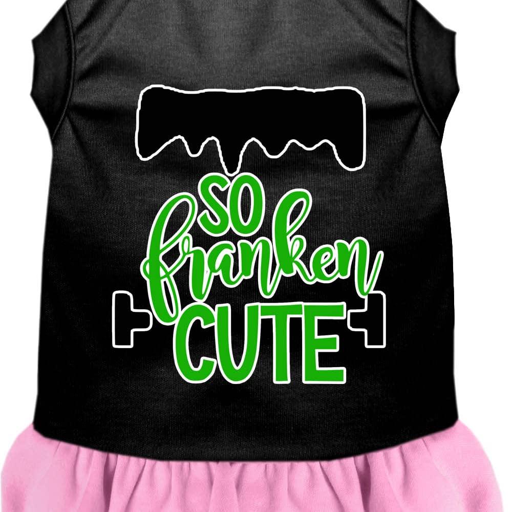 Mirage Pet Product So Franken cute Screen Print Dog Dress Black with Light Pink XL