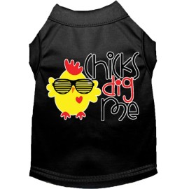 Mirage Pet Product chicks Dig Me Screen Print Dog Shirt Black Med