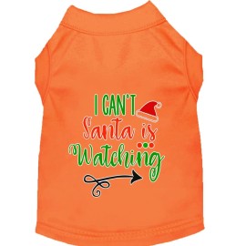 Mirage Pet Product I cant Santa is Watching Screen Print Dog Shirt Orange