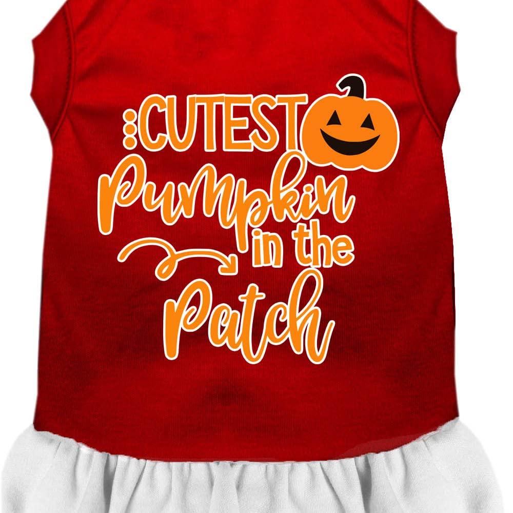 Mirage Pet Product cutest Pumpkin in The Patch Screen Print Dog Dress Red with White XL