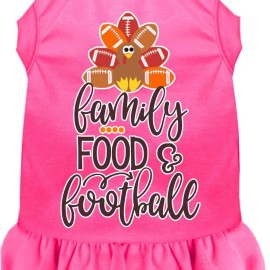 Mirage Pet Product Family Food and Football Screen Print Dog Dress Bright Pink Sm