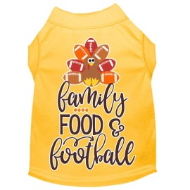 Mirage Pet Product Family Food and Football Screen Print Dog Shirt Yellow XS