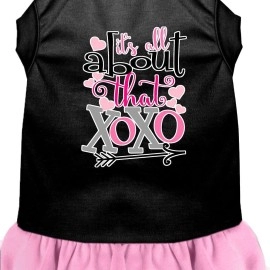 Mirage Pet Product All About The XOXO Screen Print Dog Dress Black with Light Pink