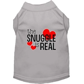 Mirage Pet Product The Snuggle is Real Screen Print Dog Shirt grey XS