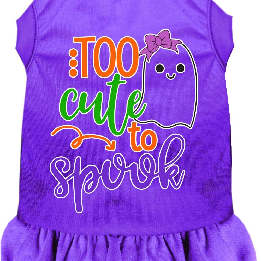 Mirage Pet Product Too cute to Spook-girly ghost Screen Print Dog Dress Purple Sm